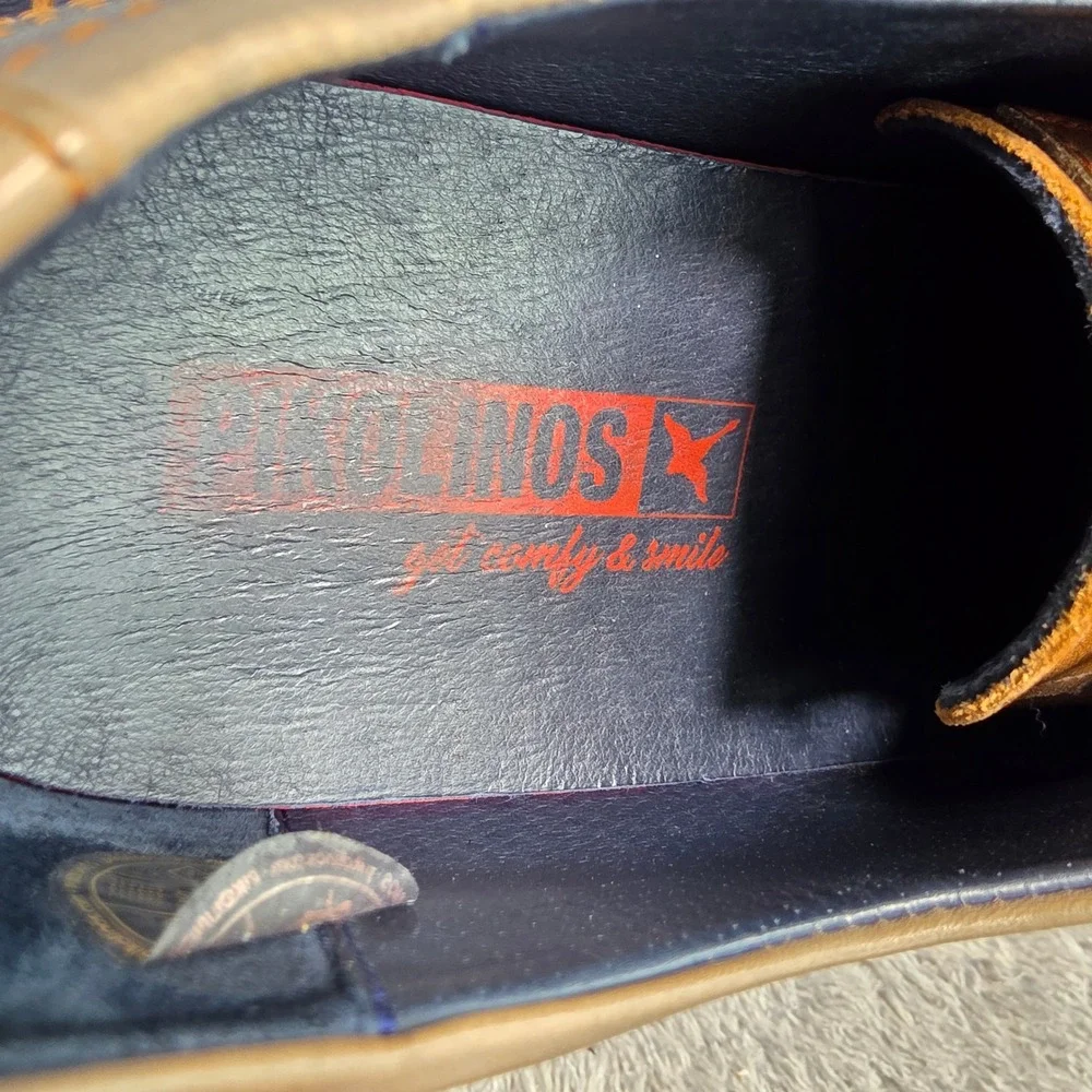 Pikolinos Wingtip Derby Lace UP Loafers Shoes Tan Navy Mens 40  7 Excellent‎